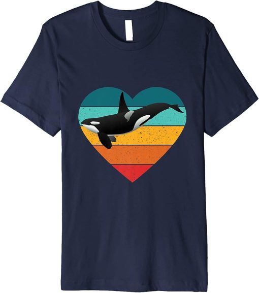 Orca Vintage Retro Art, Killer Whale Ocean Favorite Animal Premium T-Shirt