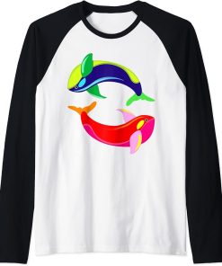 Killer Whale Lover Gifts Womens Orca Killer whales Mens Raglan Baseball Tee