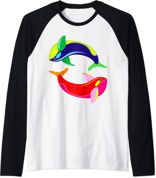 Killer Whale Lover Gifts Womens Orca Killer whales Mens Raglan Baseball Tee