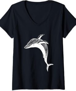 Womens Sea Animal Orca Diving Whale Orca V-Neck T-Shirt