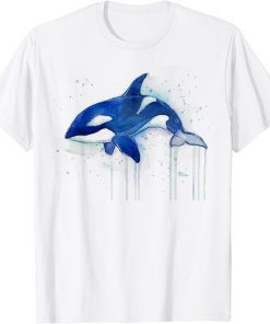 Orca Whale Watercolor Painting T-shirt