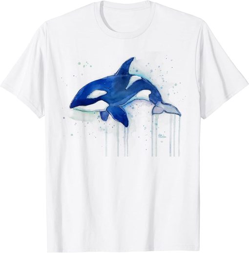 Orca Whale Watercolor Painting T-shirt