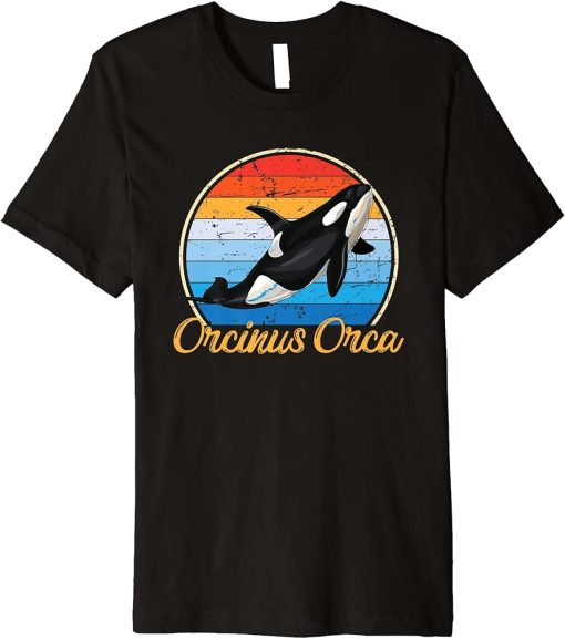 Whale Orcinus Orca Retro Style Men Women Vintage Premium T-Shirt