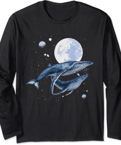 Humpback whale in Space | Funny Beluga Orca Blue whale Long Sleeve T-Shirt