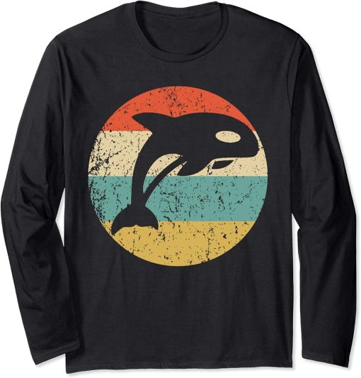 Killer Whale Retro Orca Whale Icon Long Sleeve T-Shirt